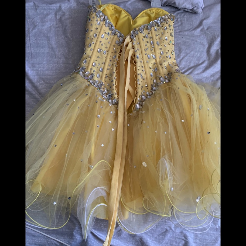 Yellow Mini Prom Dress